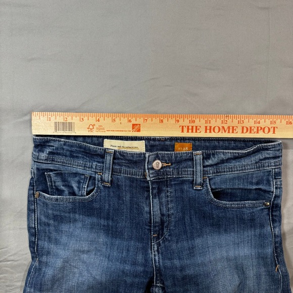 Anthropologie Pilcro Jeans Women's 28 Low Rise Patchwork Blue Straight Leg - Picture 6 of 11